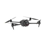Black drone with propellers on a white background