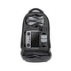 Open hard shell single-shoulder bag showcasing a snug fit for the DJI Mini 5 Pro drone, RC2 remote controller, charging hub, and batteries, highlighting its tailored interior.