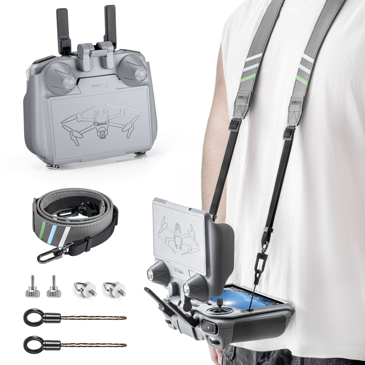STARTRC 3-in-1 Adjustable Sun Hood + Lanyard for DJI RC 2/RC Controllers - Compatible with Mini 4 Pro/Mini 3/Air 3/Mavic 3 Pro - startrc store