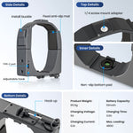 Close-up design details of the smart payload dropper bracket, featuring a built-in 50mAh battery and flight-friendly lightweight construction.