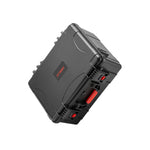 Angled view of the durable Avata 360 travel case, highlighting its crash-proof design and ergonomic carrying handle.