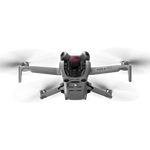 Front view of the drone airborne with a high-quality optical glass filter installed, delivering studio-quality aerial shots for videographers.