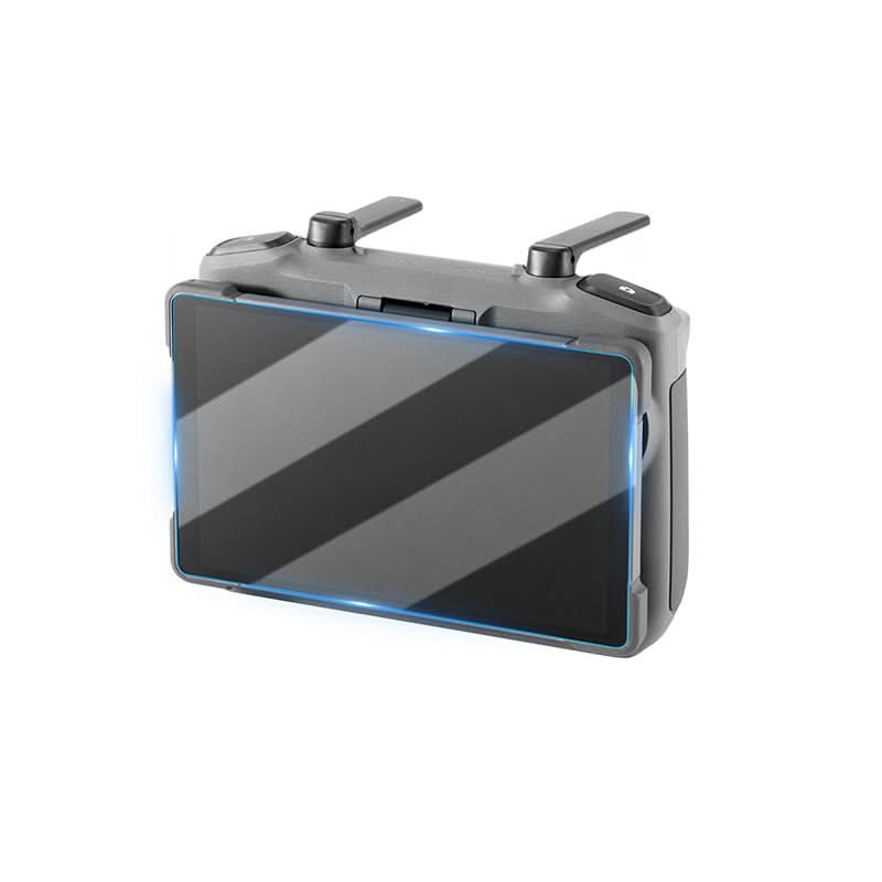 Seamless full-screen coverage of the 9H+ hardness tempered glass installed on a DJI drone remote display, preventing daily wear and tear.