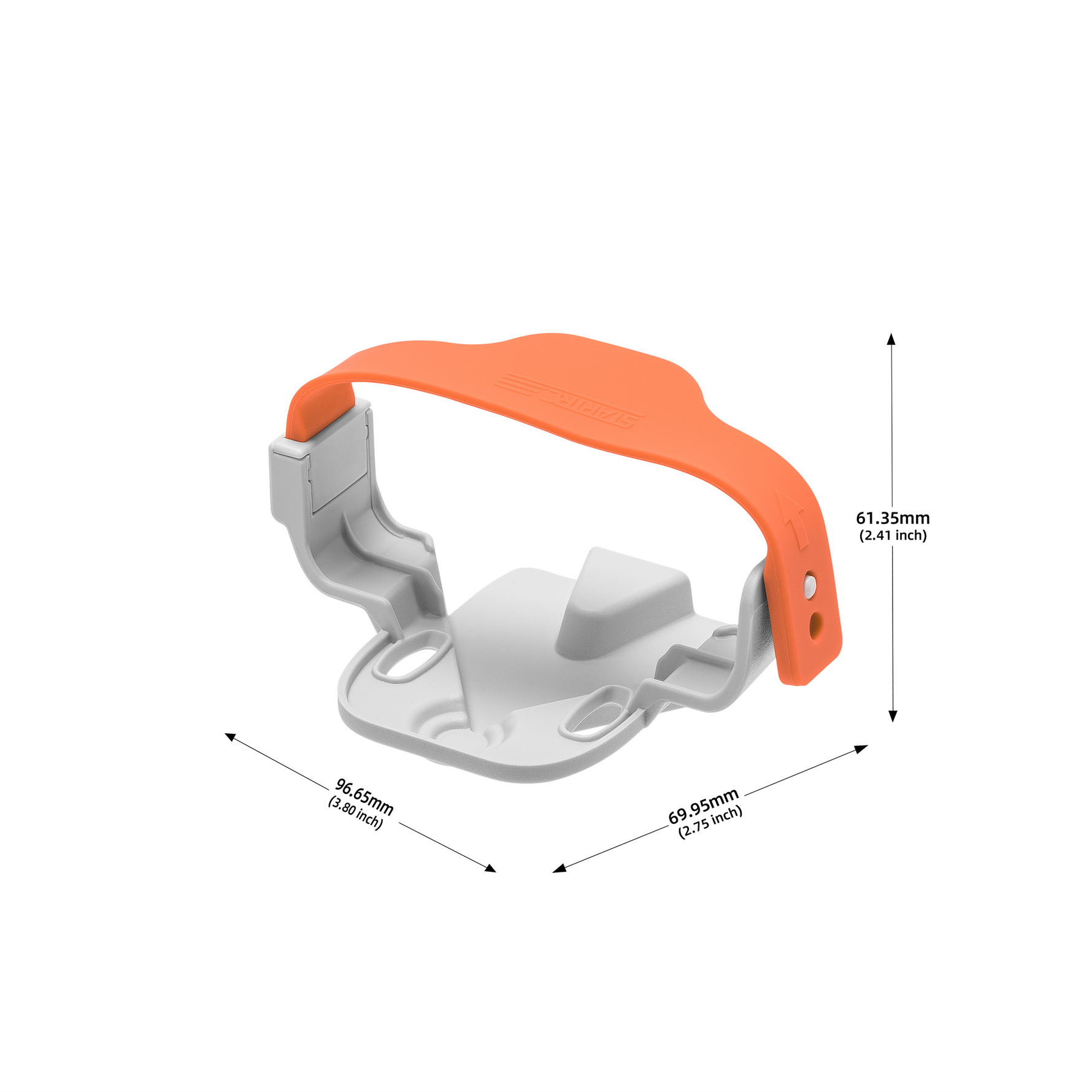 Product dimensions diagram of the STARTRC DJI Lito 1 propeller holder, measuring exactly 96.65 x 69.95 x 61.35 mm. Compact gear for sub-250g drones.