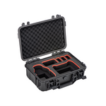 Empty interior of the STARTRC DJI Lito hard case. Showcasing dedicated red-trimmed EVA foam slots for the drone and customizable base compartments for spare propellers and ND filters.
