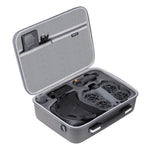 Interior layout of the DJI Neo 2 storage bag highlighting the deepened lid mesh pocket for cables and spare propellers.