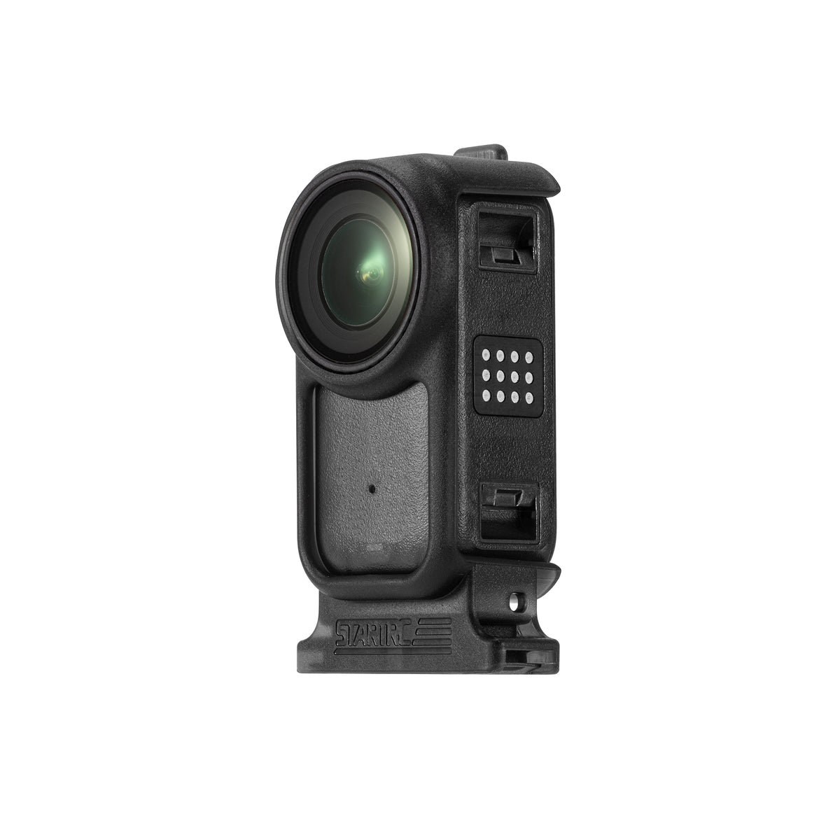 Front view of the STARTRC protective frame for DJI Osmo Nano, showcasing its precision-engineered design that fully surrounds the camera body while protecting the gimbal and lens.