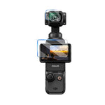 Front view of the 0.33mm ultra-thin screen protector on the DJI Osmo Pocket camera. Maintains original true touch sensitivity for flawless 4K video monitoring.