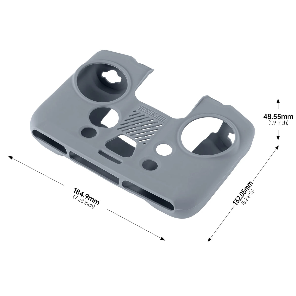 Technical dimensions and specifications of the STARTRC silicone cover designed exclusively for the DJI RC PRO 2 remote controller.
