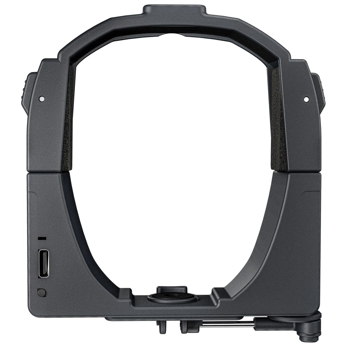 Front view of the flight-friendly payload dropper bracket designed with a real-machine mold for seamless attachment to DJI drones.
