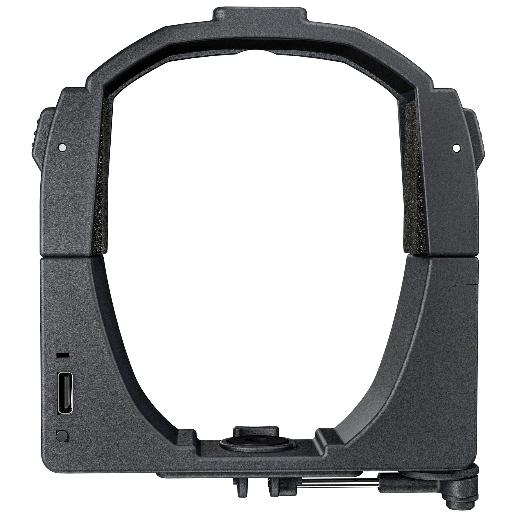 Front view of the flight-friendly payload dropper bracket designed with a real-machine mold for seamless attachment to DJI drones.