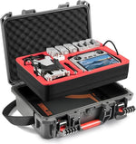 Exploded view of the dual-layer drone accessory storage system, revealing the spacious capacity to hold up to nine intelligent flight batteries and a charging hub.