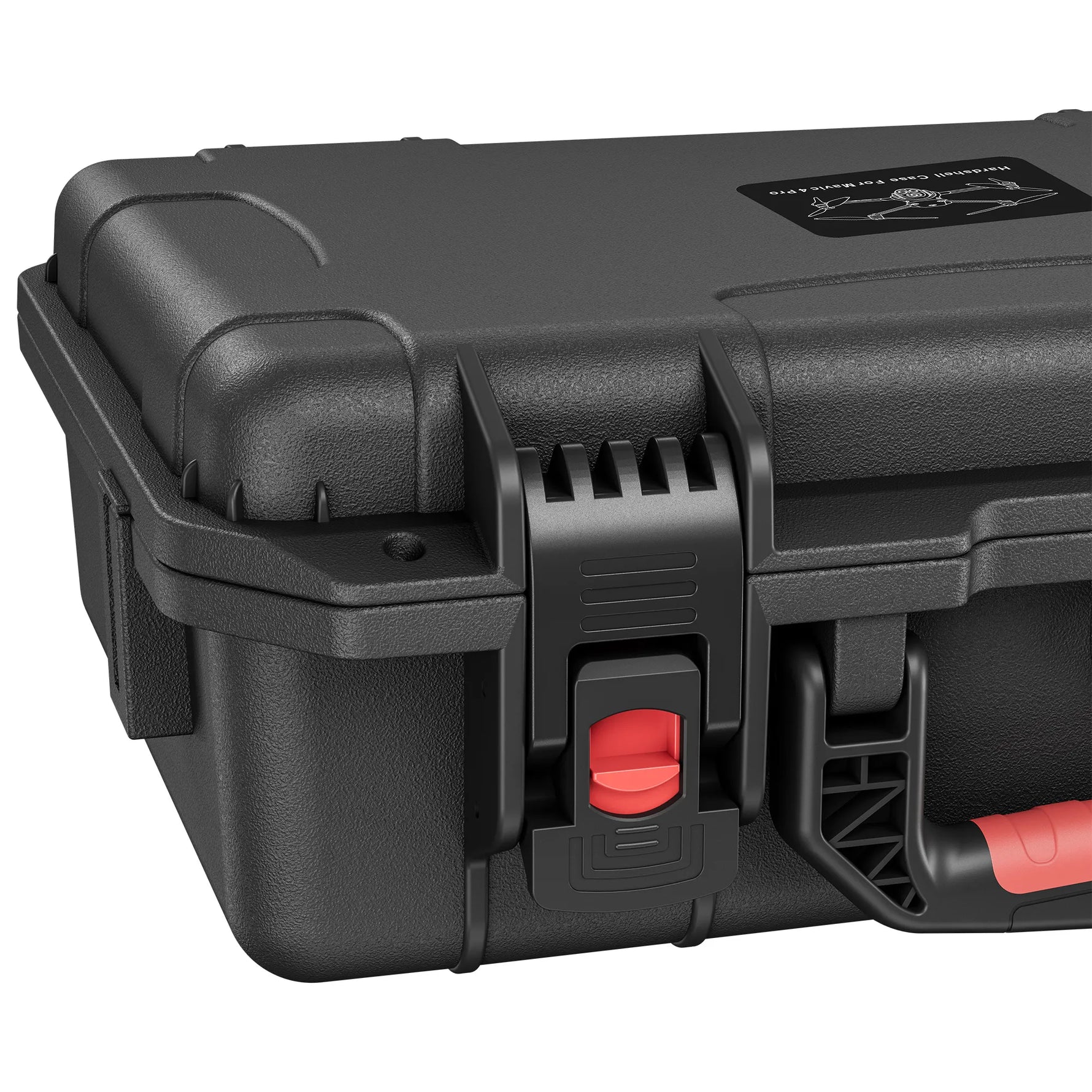 Close-up of the robust, secure locking latch on the STARTRC IP67 waterproof box, ensuring the drone equipment remains safe from dust and water.