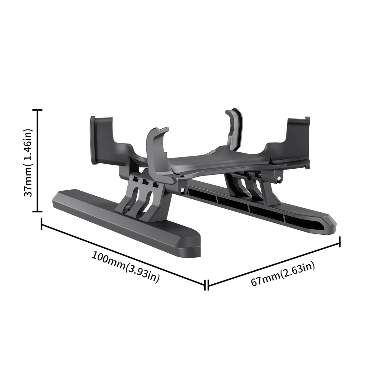 Technical chart showing the compact dimensions of the STARTRC DJI Avata 2 landing legs when folded and unfolded.