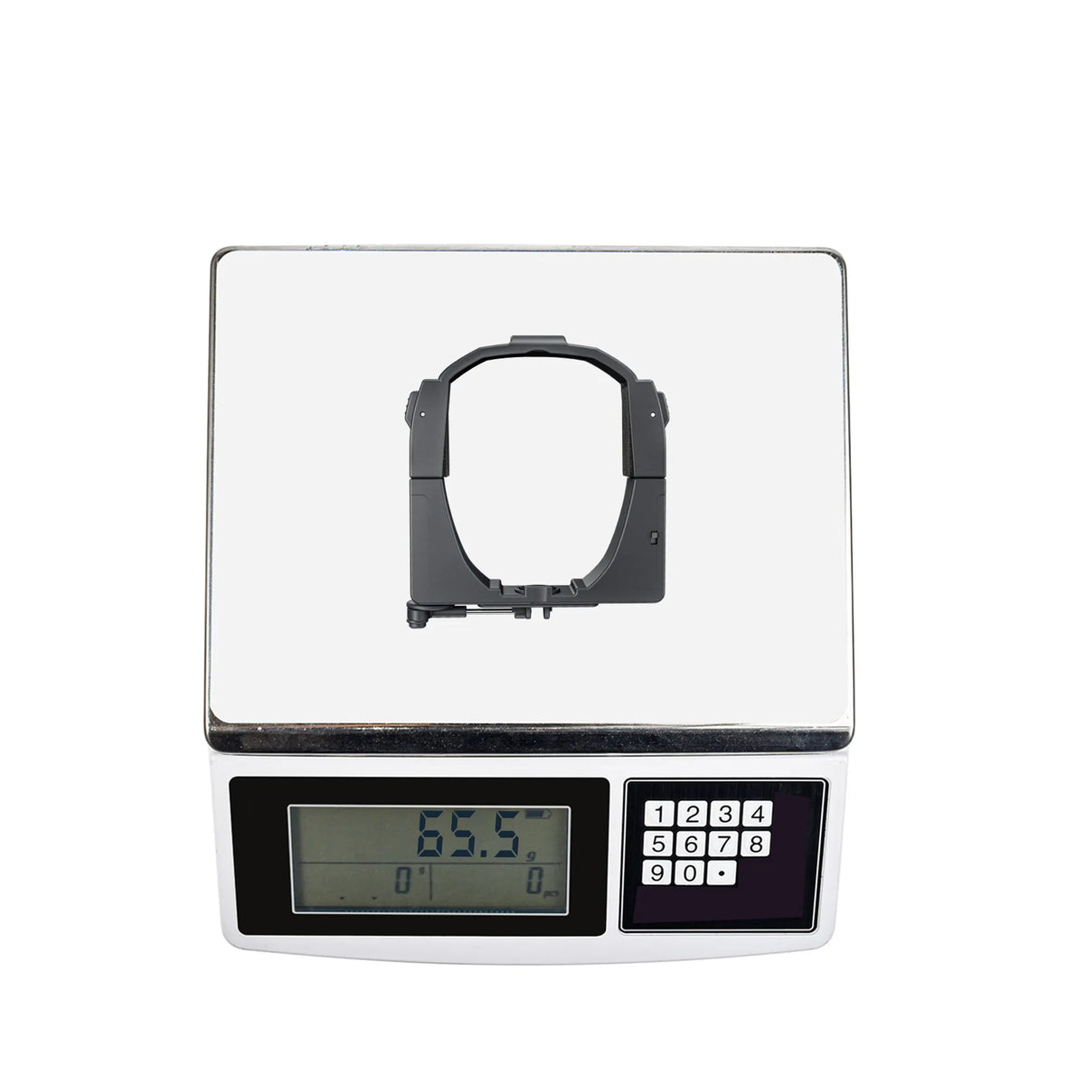 Digital scale displaying the lightweight construction of the DJI drone airdrop accessory, preserving battery life and overall flight stability.