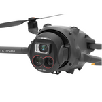 Close-up of the ultra-clear wide-angle lens attached to the DJI Mavic 4 Pro camera, expanding the field of view from 72 to 110 degrees for stunning aerial photography.