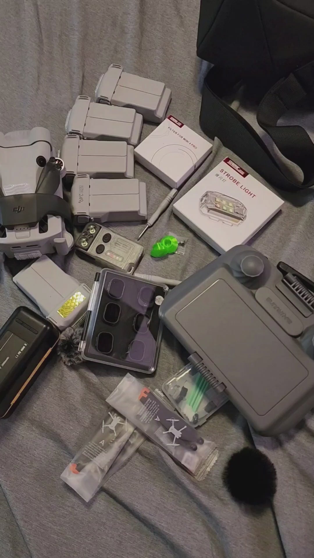 Unboxing video thumbnail highlighting how the precision-engineered hard case eliminates digging through bags by keeping all DJI Mini accessories perfectly organized.