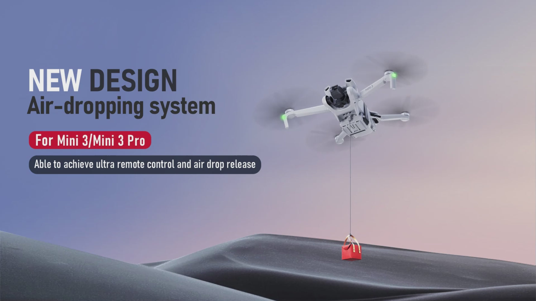 Video tutorial thumbnail demonstrating how to program preset flight postures via the app for the fixed-point release of small drone cargo.