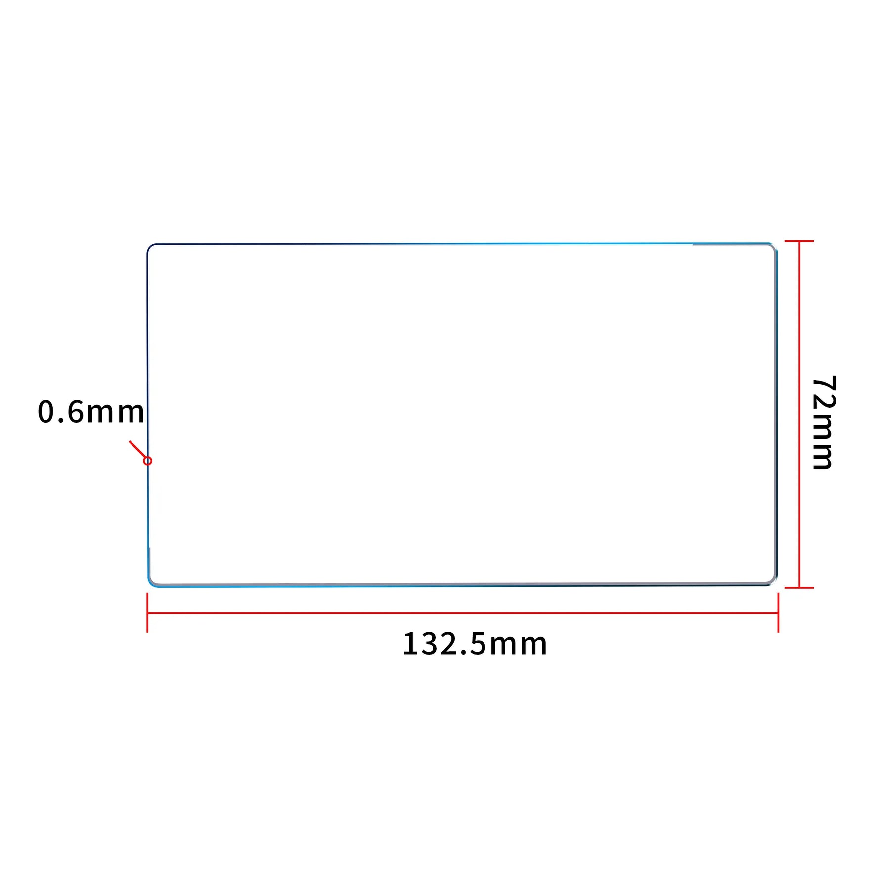 Exact size dimensions of the 9H hardness tempered glass film, designed for broad compatibility across multiple DJI drone remote controllers.