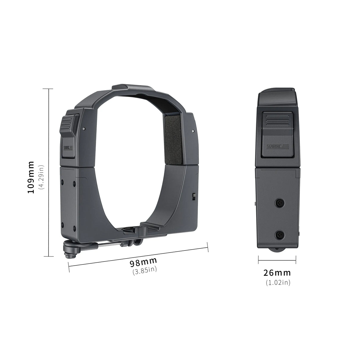 Exact dimensions and size specifications of the drone payload dropper bracket, ensuring a secure fit without compromising performance.
