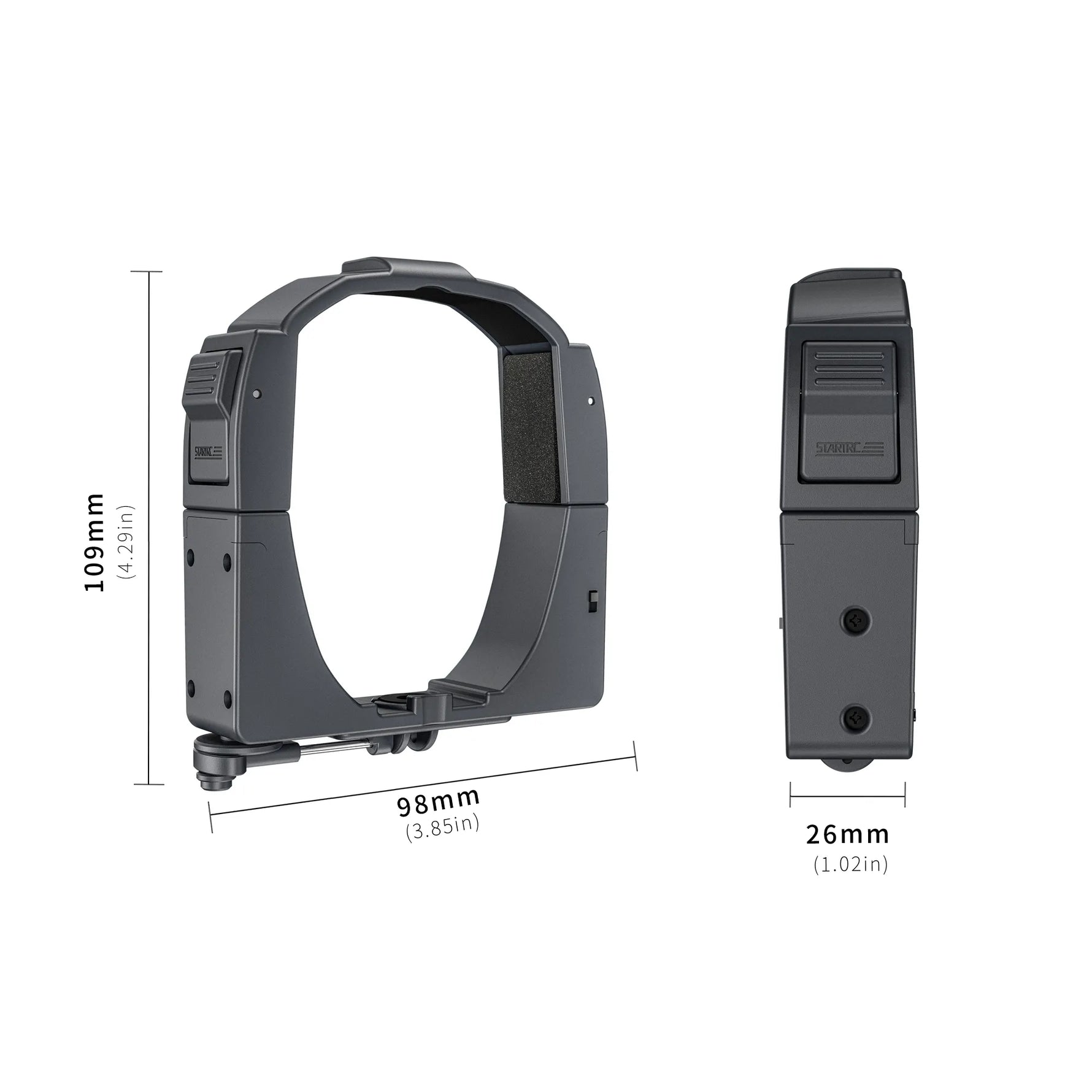 Exact dimensions and size specifications of the drone payload dropper bracket, ensuring a secure fit without compromising performance.