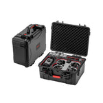 The STARTRC Avata 360 carrying case shown open and closed, demonstrating its compact footprint and high-capacity interior.
