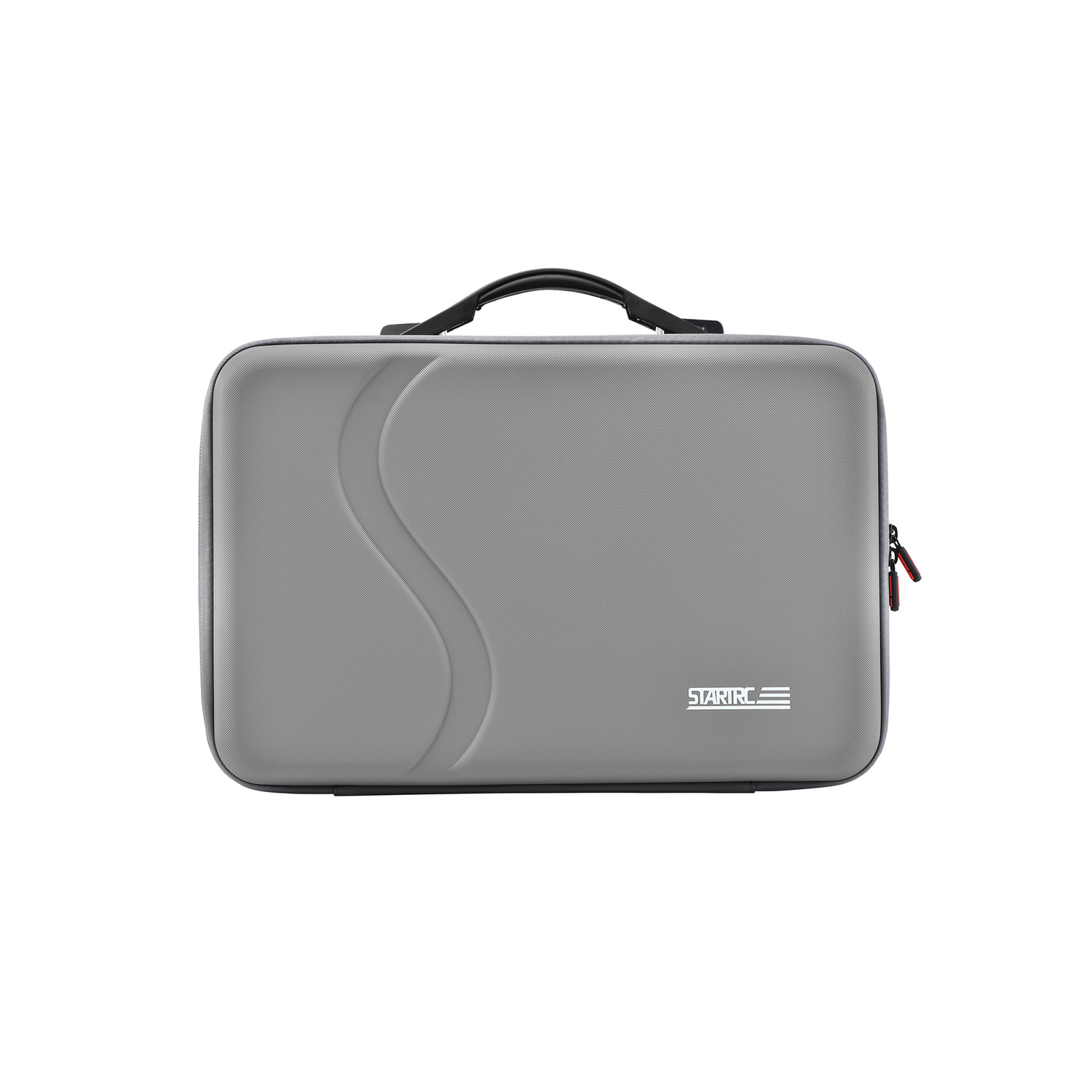 Front view of the STARTRC portable PU carrying bag for DJI Avata 360, featuring a splash-proof and wear-resistant grey exterior.