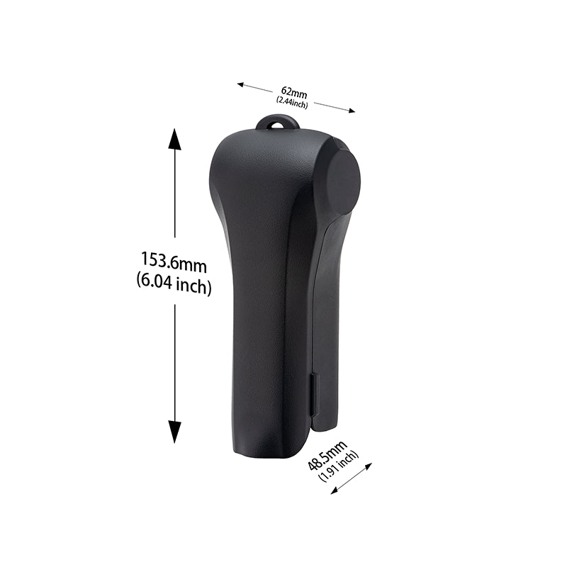 Size dimensions of the STARTRC Pocket 4 flip case, displaying a compact 153.6 by 62 by 48.5 mm profile for easy carrying.