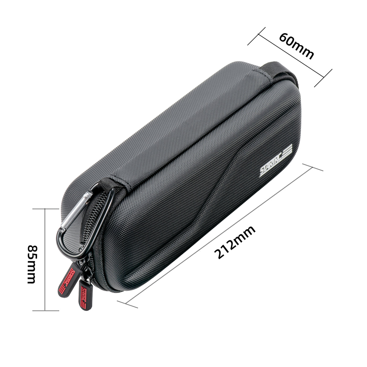 A compact and protective PU leather case by STARTRC, with dimensional callouts of 212 x 85 x 60 mm, showing its true size.