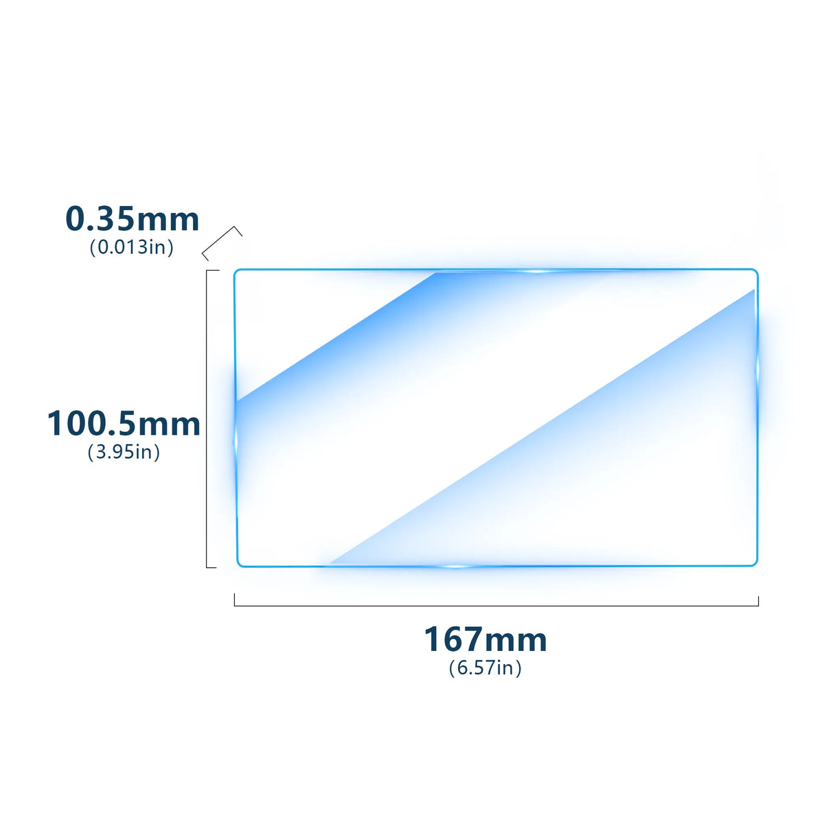 Exact size and thickness specifications of the customized screen protector, tailored exclusively for the DJI remote controller display.