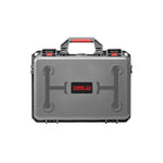 Front view of the rugged ABS waterproof storage box designed for camera drones, featuring secure high-quality latches and a pressure relief valve.