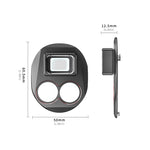 Side profile and precise size dimensions of the drone camera lens attachment, showing its lightweight optical glass design that maintains gimbal stability.